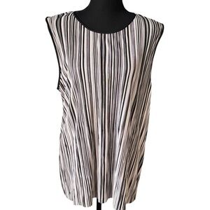 NWOT Vince Camuto Women's Ribbed Striped Sleeveless Blouse Black & White Size XL